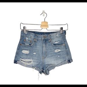 Divided by H&M Light Wash Rolled Cuff Distressed Denim Shorts